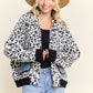 LESW4150-LEOPARD PRINT JACKET WITH DENIM POCKETS: Brown / ONESIZE(6)