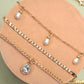 MULTI LAYER STONE CHAIN TEARDROP CHARM NECKLACE | 40NK9637: GOLD