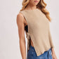Beige Ribbed Tie Tank