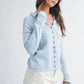 5221HK Button Front Cropped Knit Cardigan: Pink / Contemporary / S