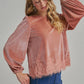 ROMANTIC HOLIDAY VELVET BLOUSE TOP _JLT00304-02: HUNTER / S-M-L(2-2-2)