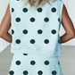 LAS Ribbed Trim Polka Dot Tank Split Mini Skort Set(S-4X): Pink / Missy / M