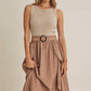 RUSTIC WEEKEND TWOFER MAXI DRESS WITH CASCADING RUFFLES: COCONUT BROWN / S