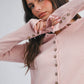 5221HK Button Front Cropped Knit Cardigan: Pink / Contemporary / L