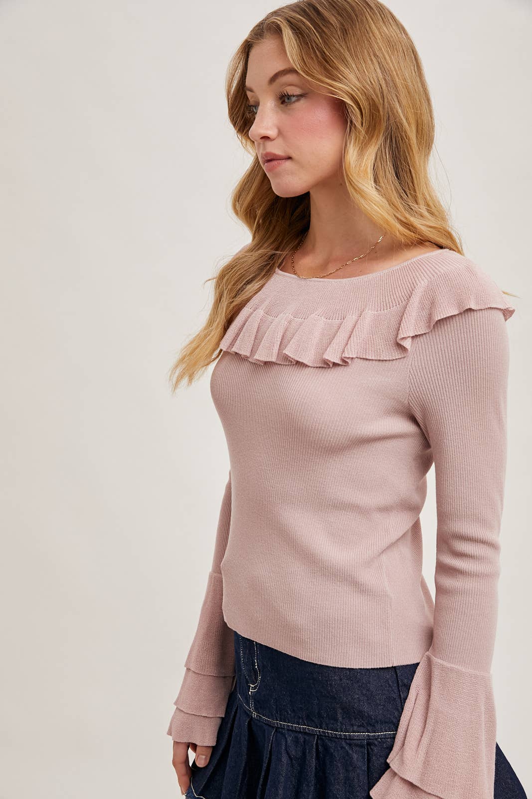 Rose Ruffled Sweater