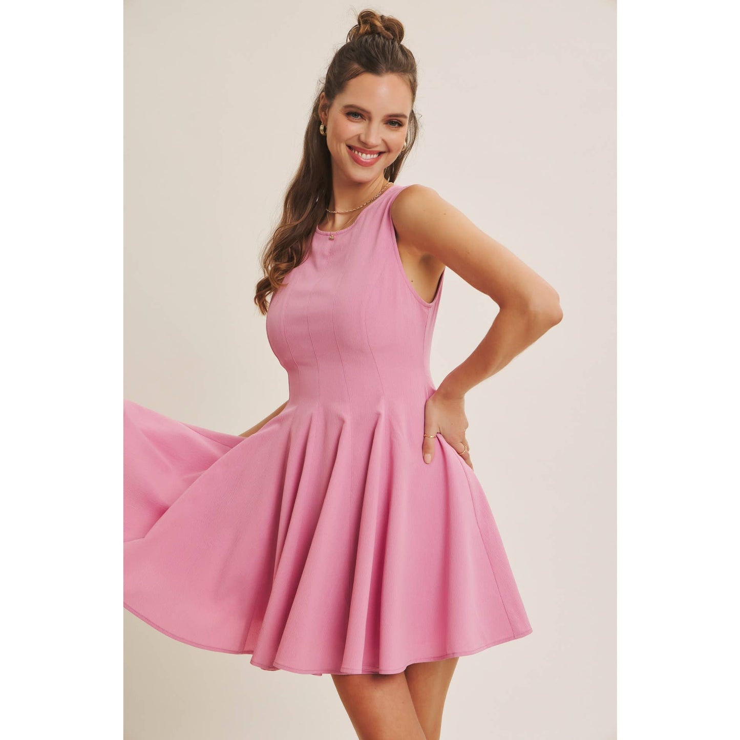 Orchid Pink Flare Mini Dress