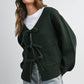 Knot Front Long Sleeve V-Neck Cardigan - BMC7914: TAUPE / M