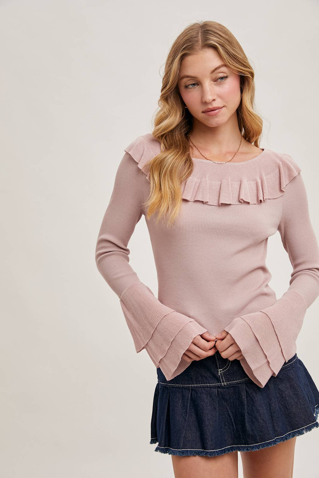 Rose Ruffled Sweater