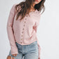 5221HK Button Front Cropped Knit Cardigan: Pink / Contemporary / S