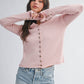 5221HK Button Front Cropped Knit Cardigan: Pink / Contemporary / L