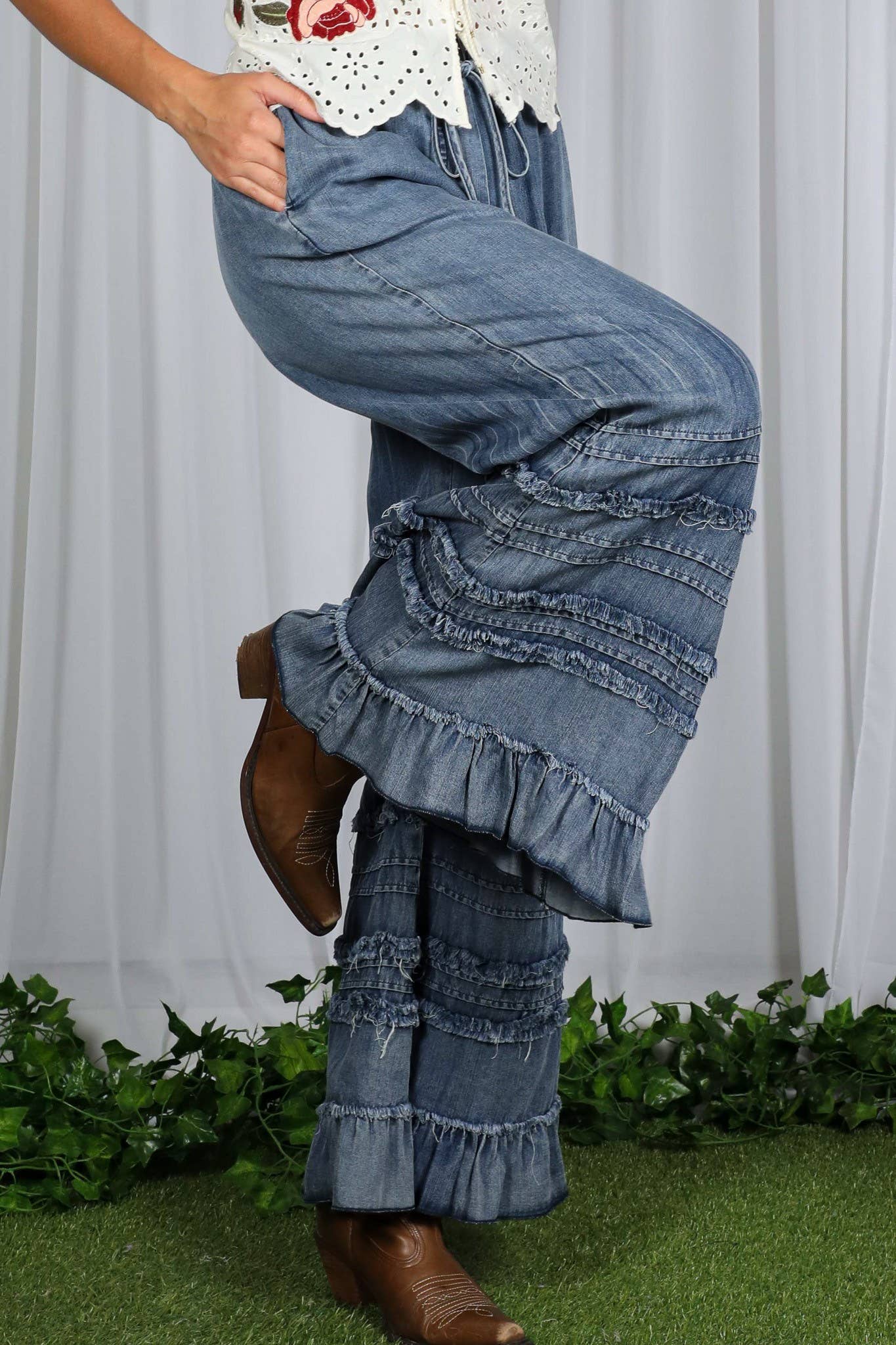 Flared Ruffle Denim