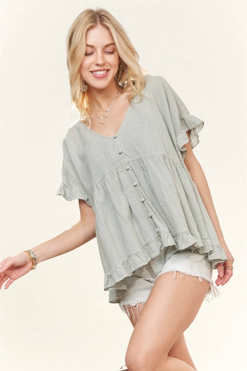 Sage Button Down Blouse