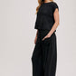 RELAXED KNIT SMOCKED TOP AND WIDE PANTS SET: Beige / S
