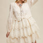 Ecru Tiered Scallop Mini Dress