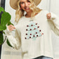 LESW3791-CHRISTMAS TREE GLITTER SWEATER TOP: Hunter Green / S-M-L(2-2-2)
