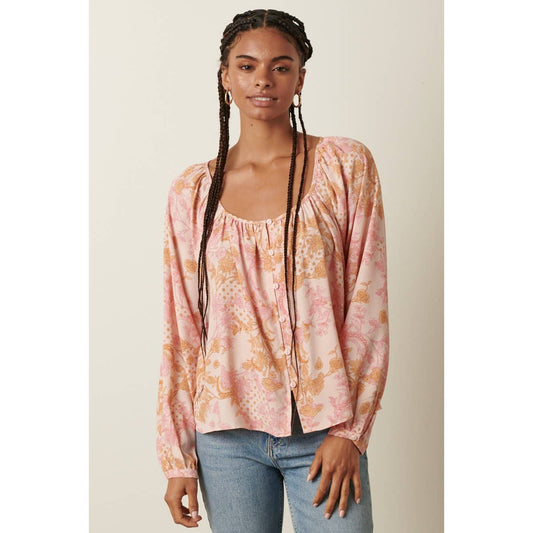 Pink Flower Print Blouse