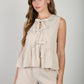 Mocha Stripe Front Tie Top