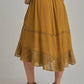 CRINKLED WOVEN BOHO MIDI SKIRT _JLB80101-01: OLIVE / S-M-L(2-2-2)