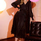 Black Wrap Longsleeve Midi Dress