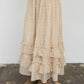 PLAID RUFFLED TIERED HEM MIDI SKIRT: BROWN