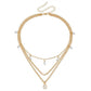 MULTI LAYER STONE CHAIN TEARDROP CHARM NECKLACE | 40NK9637: GOLD
