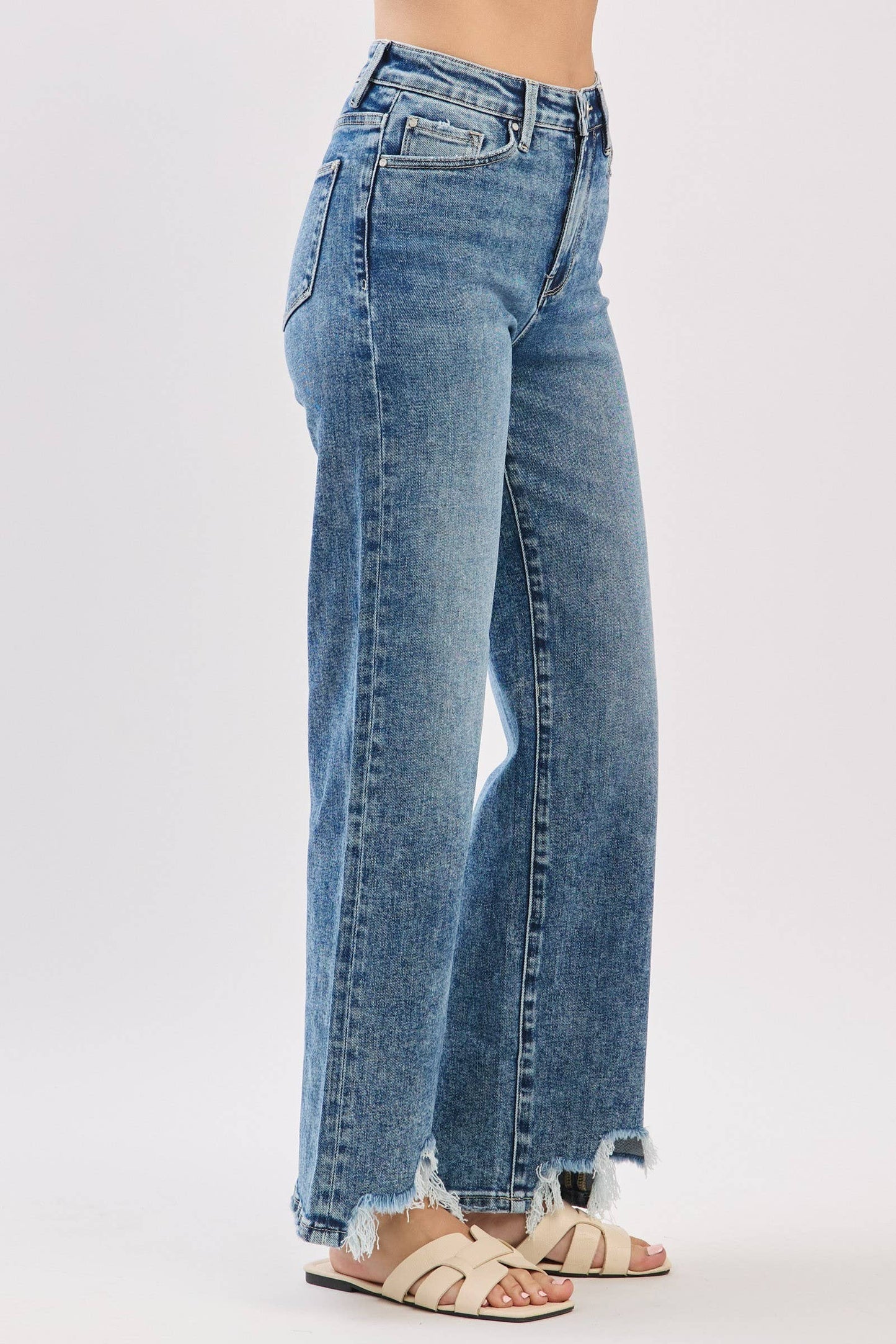 High Rise Slim Wide Jeans