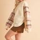 9103FK Malva Plaid Pullover Sweater: Slate Blue / Contemporary / L