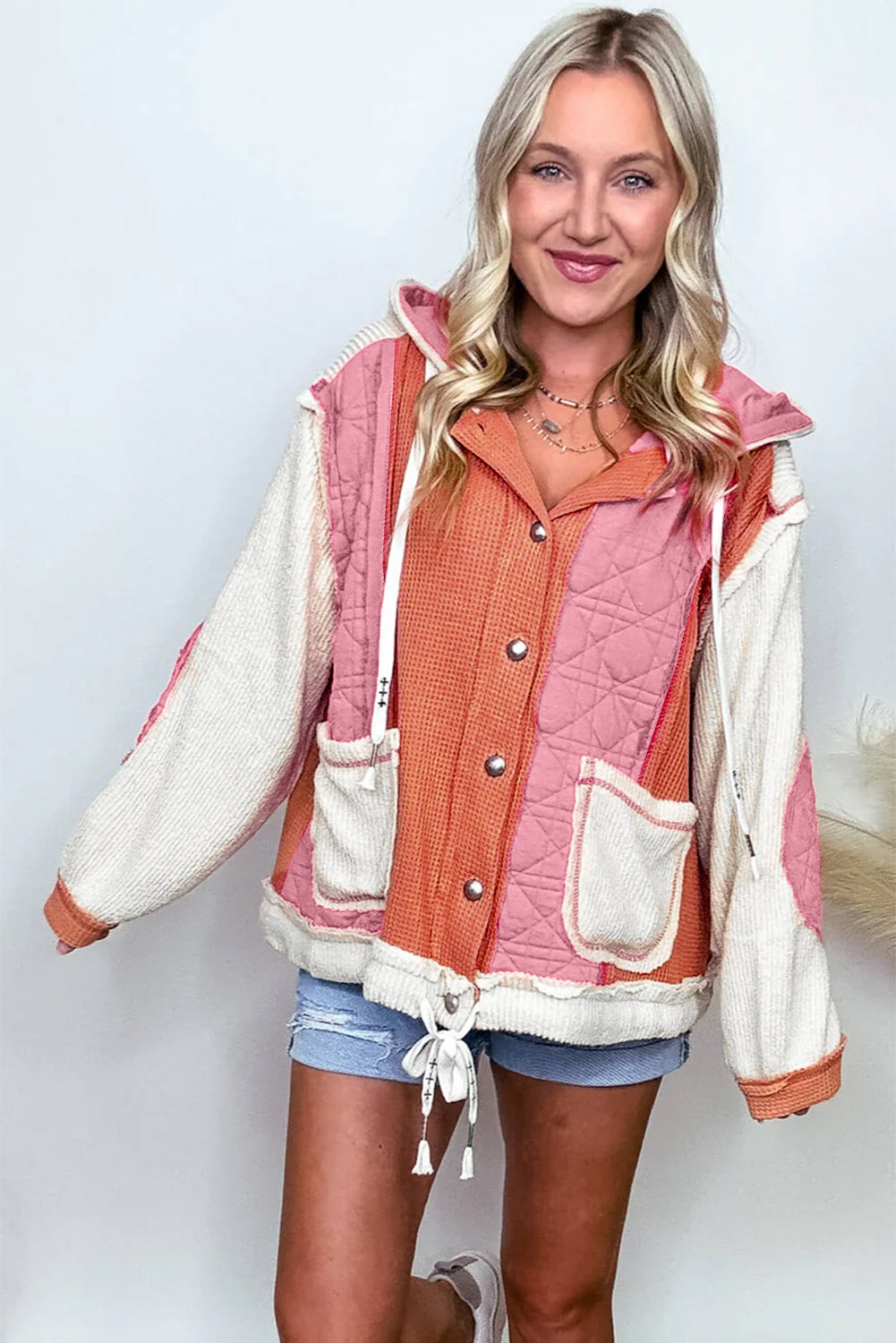 Coral Quilted Hooded Jacket