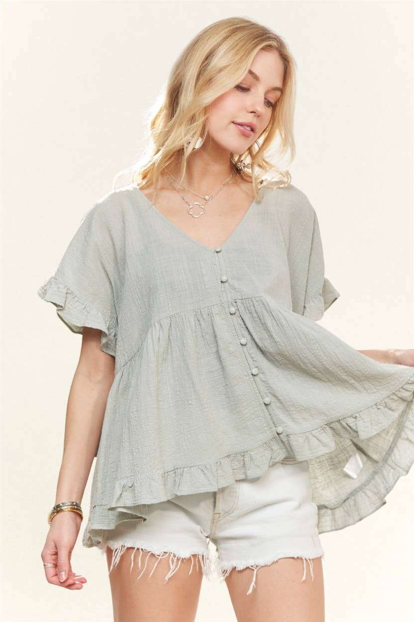 Sage Button Down Blouse