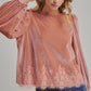 ROMANTIC HOLIDAY VELVET BLOUSE TOP _JLT00304-02: BROWN / S-M-L(2-2-2)