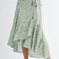Aqua Floral Wrap Skirt