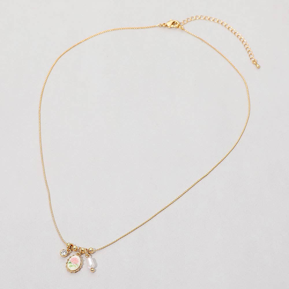 Floral Charm Pendant Necklace