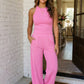 LAS Ribbed Tank Top and Sweatpants Set (S-XL): Yellow / Missy / XL