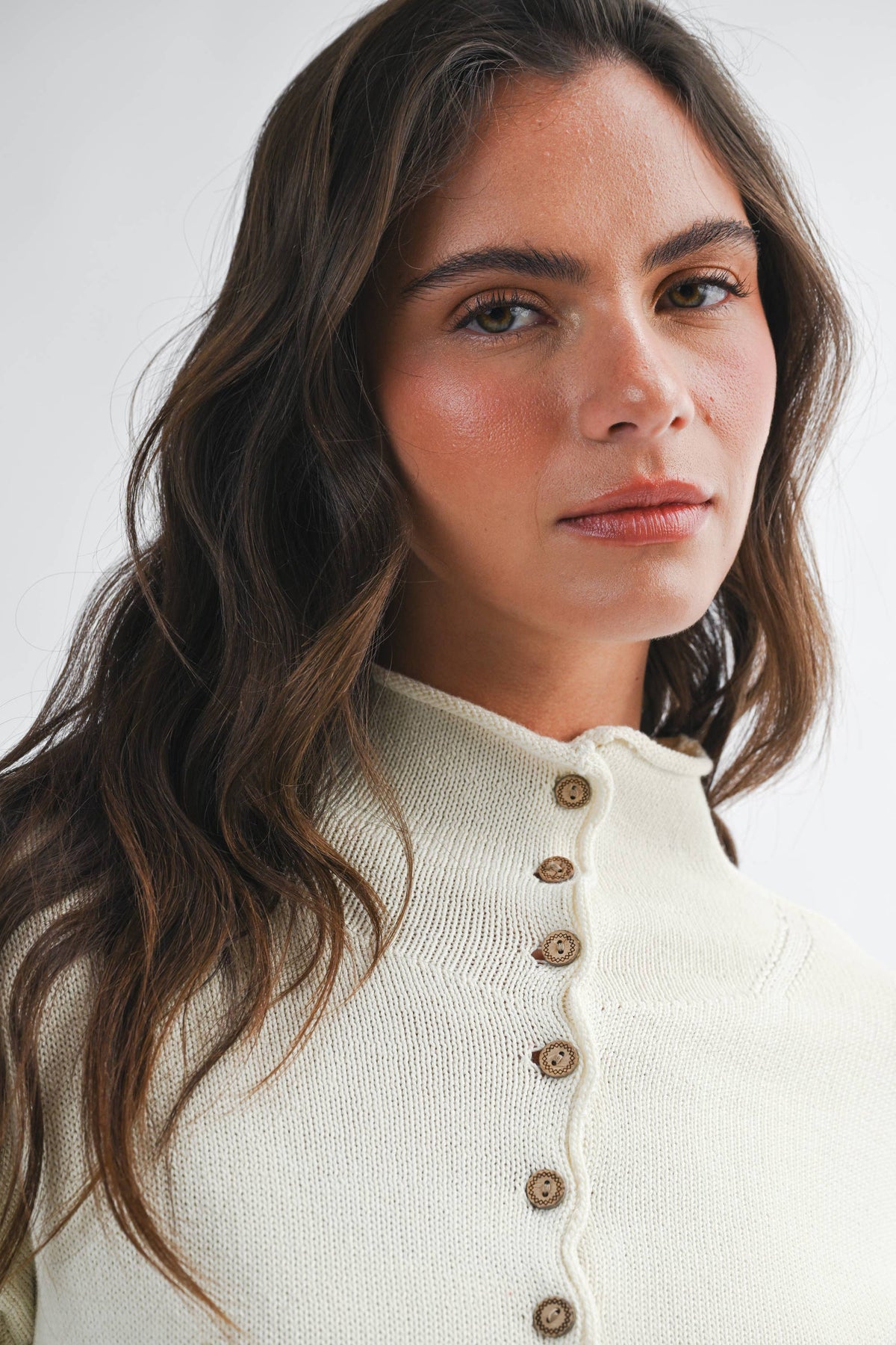 5221HK Button Front Cropped Knit Cardigan: Pink / Contemporary / L