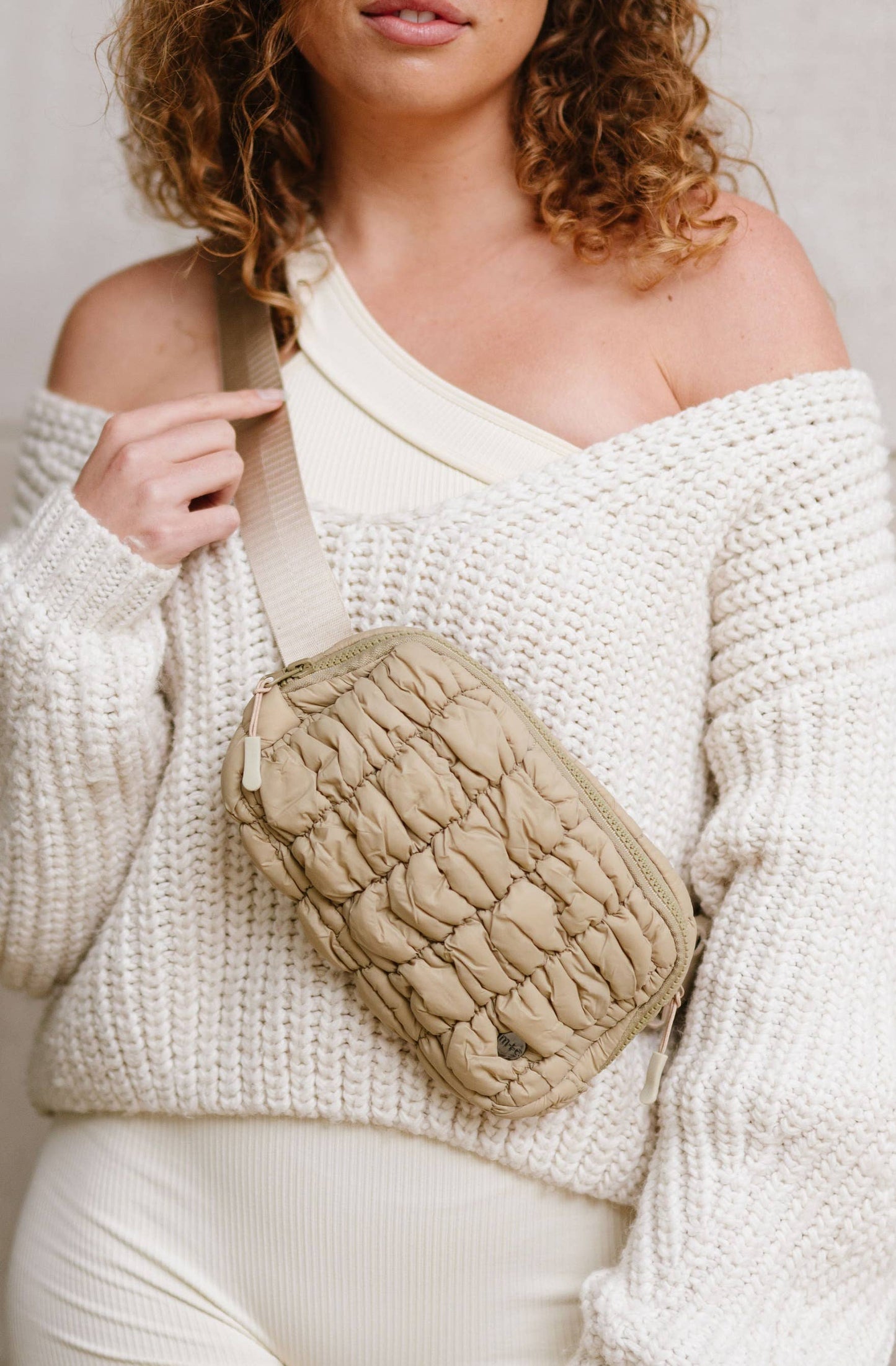 Khaki Puffer Crossbody