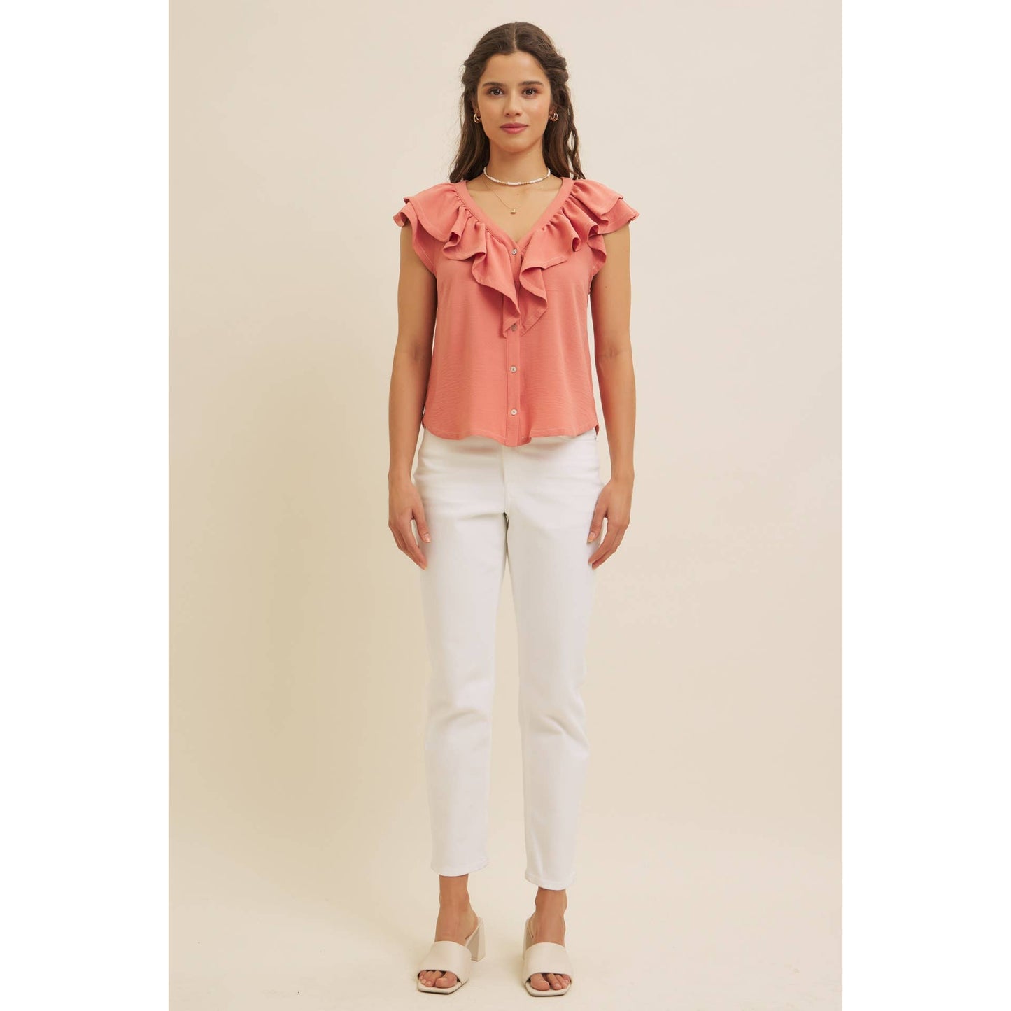 Terracotta Ruffle Blouse