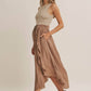 RUSTIC WEEKEND TWOFER MAXI DRESS WITH CASCADING RUFFLES: COCONUT BROWN / S