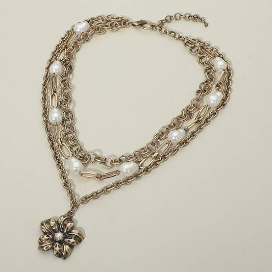 Flower Pearl Statement Necklace