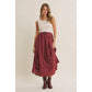 RUSTIC WEEKEND TWOFER MAXI DRESS WITH CASCADING RUFFLES: COCONUT BROWN / S