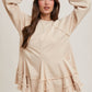 FRENCH TERRY RUFFLED TIERED HEM TUNIC SWEATSHIRT: ASH / L