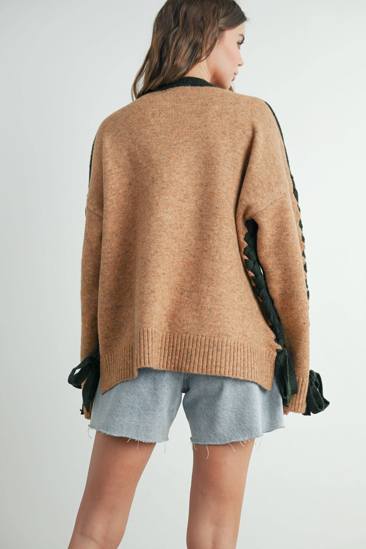 Crew Neck Long Sleeve Pullover Sweater - BMW7587: TAUPE MULTI / L
