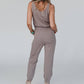 Mocha Jumpsuit & Cardigan Set