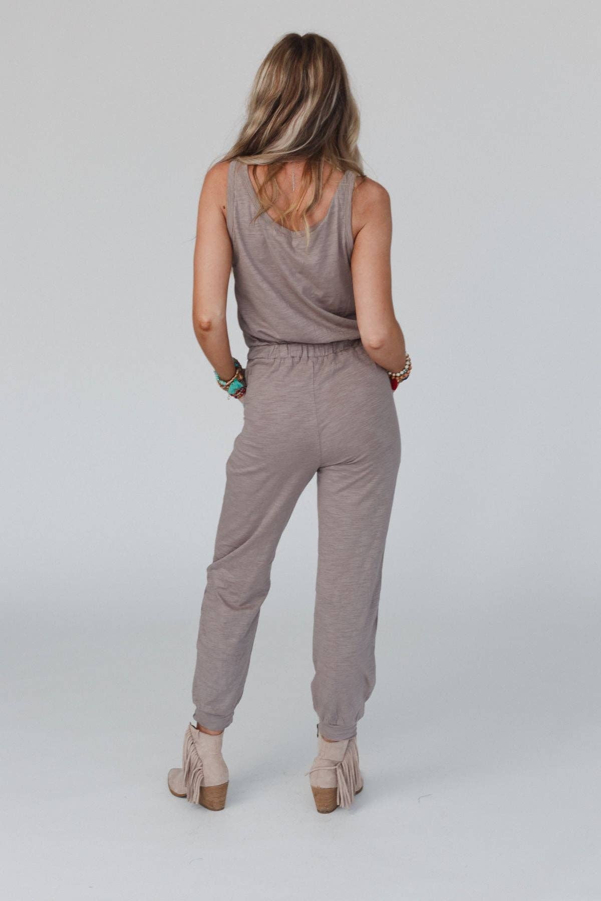 Mocha Jumpsuit & Cardigan Set