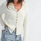 5221HK Button Front Cropped Knit Cardigan: Pink / Contemporary / M