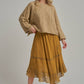 CRINKLED WOVEN BOHO MIDI SKIRT _JLB80101-01: OLIVE / S-M-L(2-2-2)