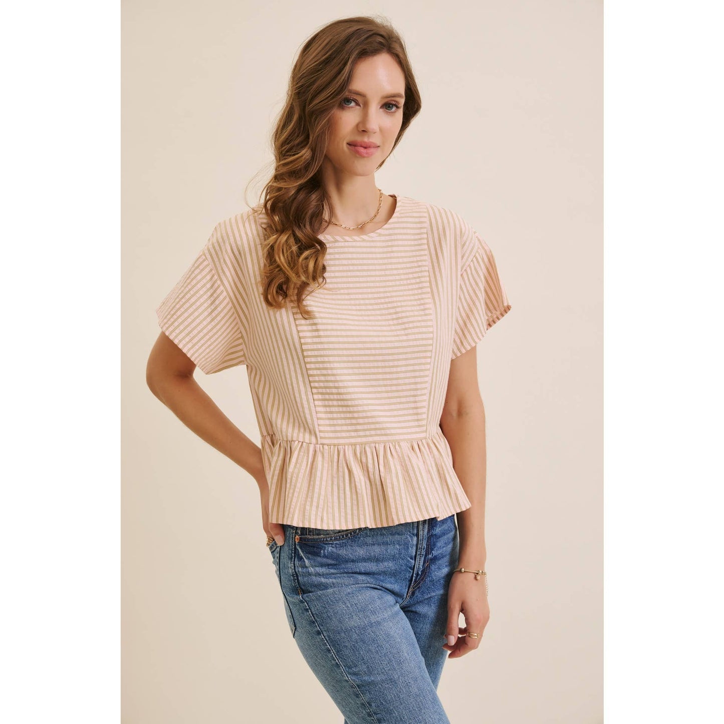 Salmon Stripe Peplum