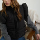Black Flutter Bow Puffer Vest