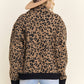 LESW4150-LEOPARD PRINT JACKET WITH DENIM POCKETS: Brown / ONESIZE(6)