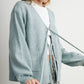 Knot Front Long Sleeve V-Neck Cardigan - BMC7914: TAUPE / S