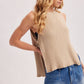 Beige Ribbed Tie Tank